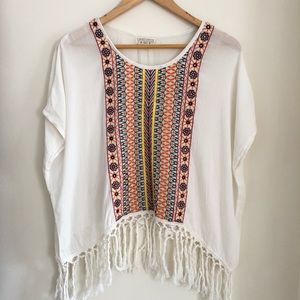 Laraethnics Tunic BoHo Top with Tassel Detail